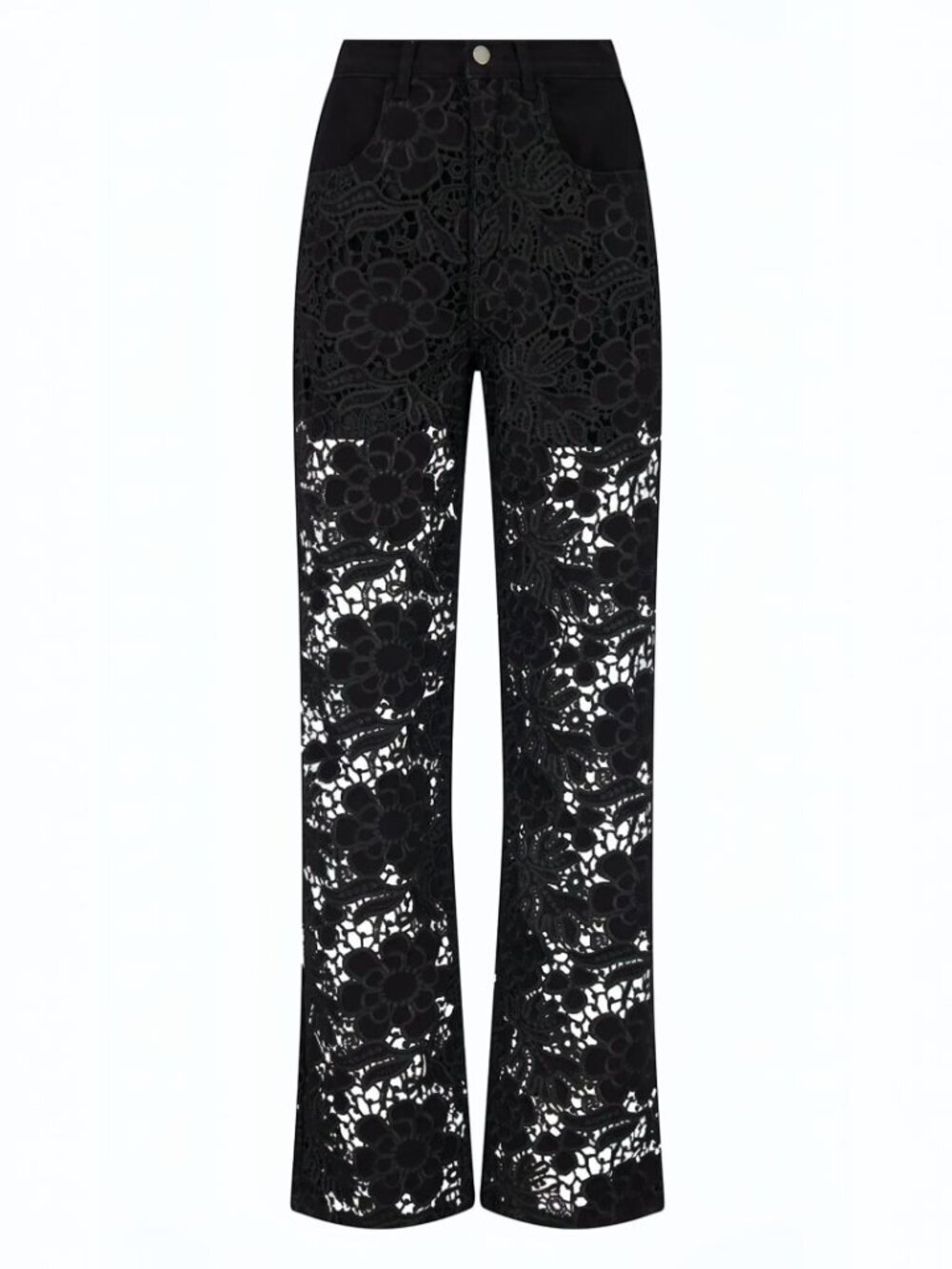 The Noli Shop Celeste High Rise Black Denim Jeans with Lace Detail Size 25